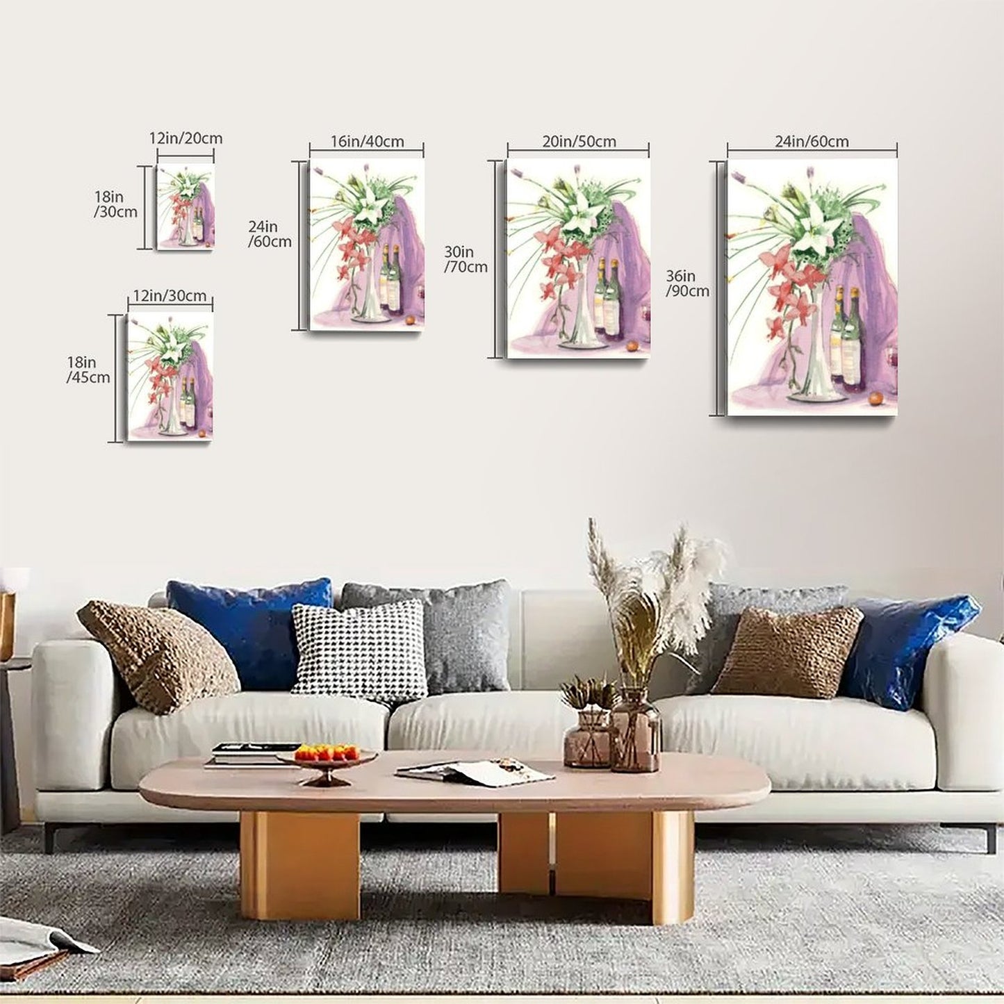 Elegant Floral Canvas Wall Art with Wooden Frame 23