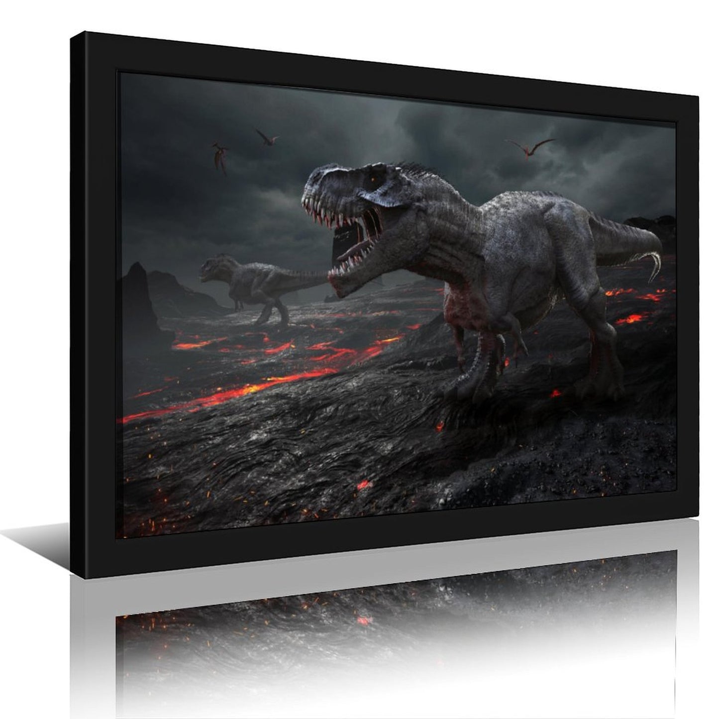 T-Rex Dinosaur Wall Art Framed Canvas Print Decor-07