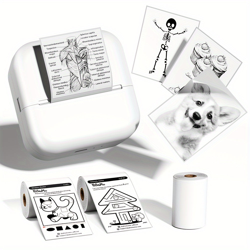 Phomemo M02L Inkless Thermal Printer Sticker Maker for iOS Android Office Documents Printing with Non Adhesive Paper Roll Desk Organization Accessory