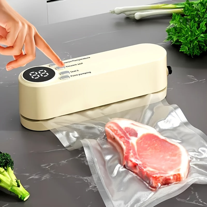 Compact USB Vacuum Sealer Kit with Digital Display - Fast Seal, Includes Pump and Airtight Bags, Ideal for Food Preservation, Snacks, Meat, Fruits & Vegetables - Space-Saving Design, 36V Vacuum Sealing Machine