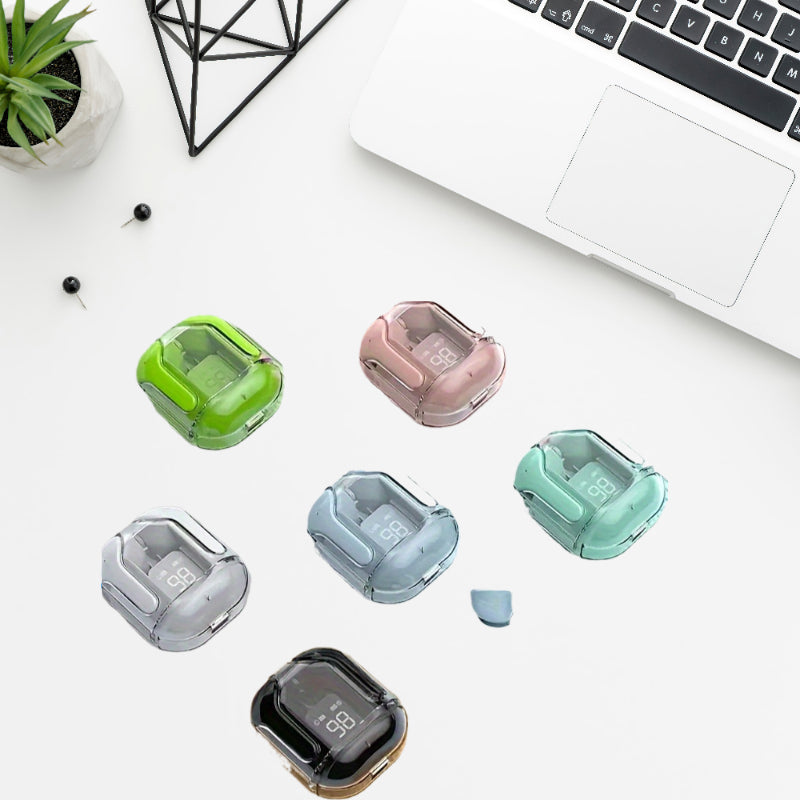 LED Digital Display Transparent Wireless Headphones Immersive Gaming Experience HD Calling Long Endurance