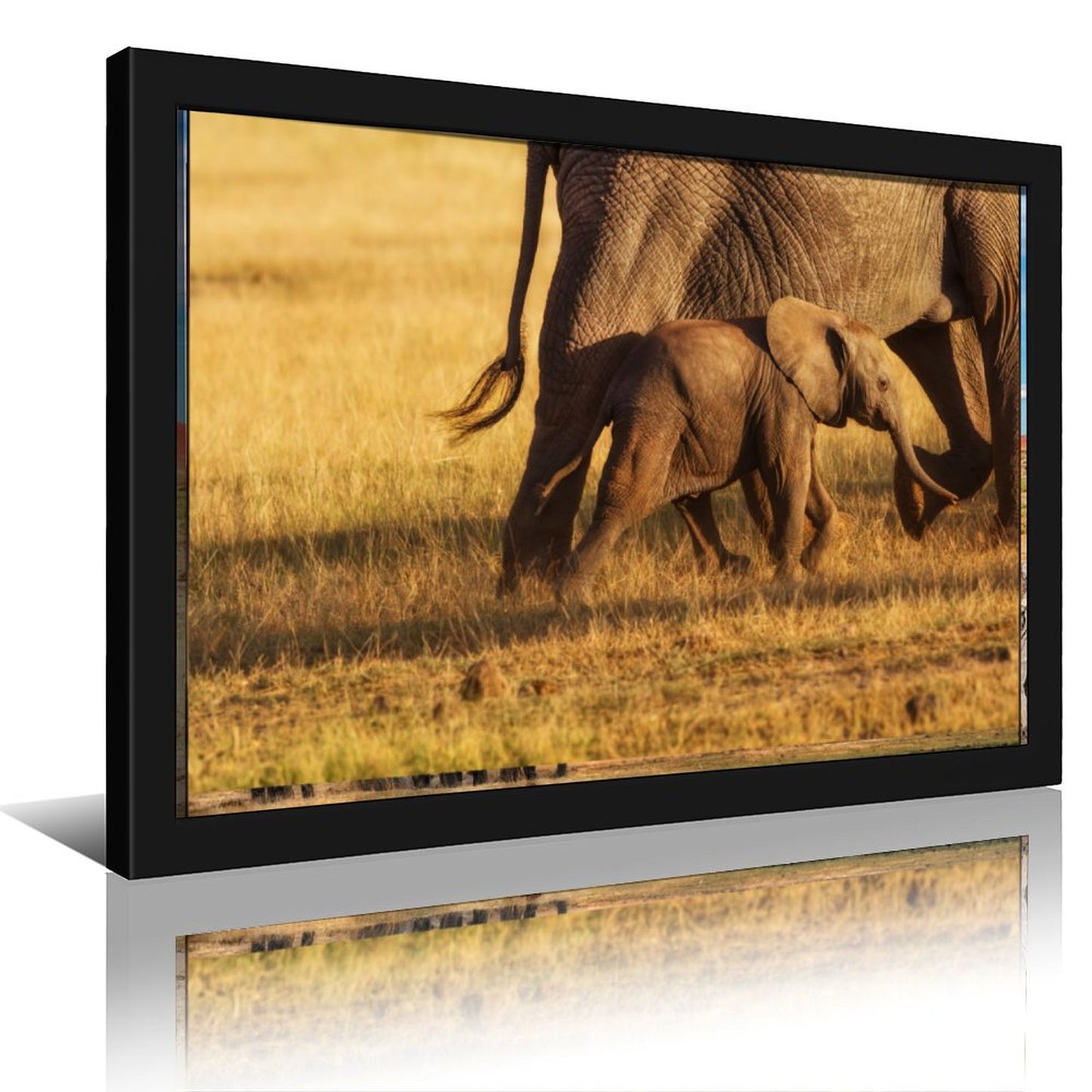 Elephant Family Canvas Wall Art – Modern Framed Home Décor 025