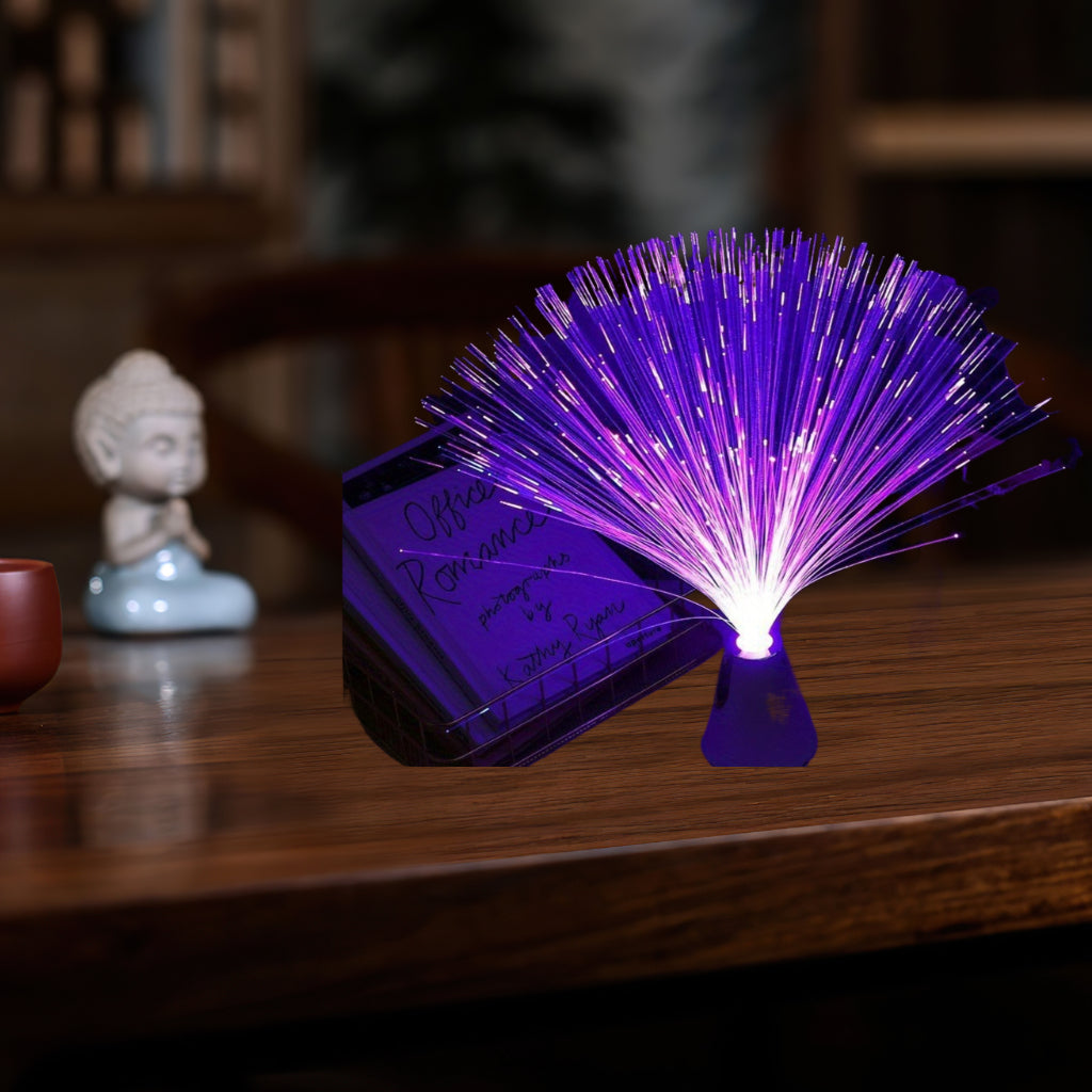 Battery Powered LED Fiber Optic Mood Lamp Color Changing with Cone Base Calming Night Light for Bedroom