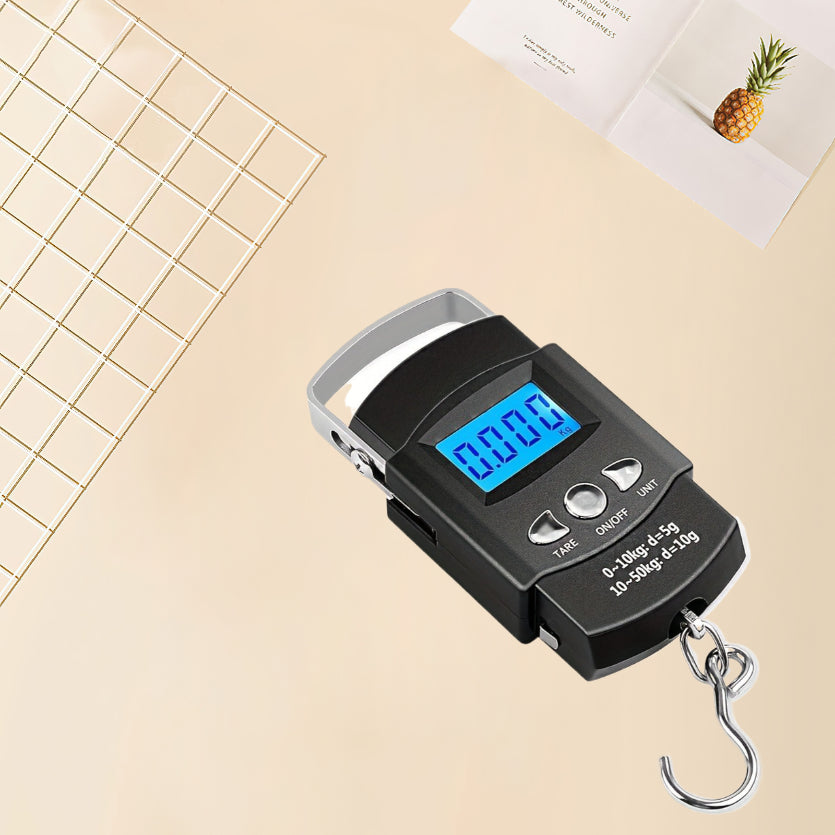 50kg Digital Handheld Luggage Scale Portable High Precision Metal Weighing with Unit Conversion Ergonomic Design for Travel Home Sports Black