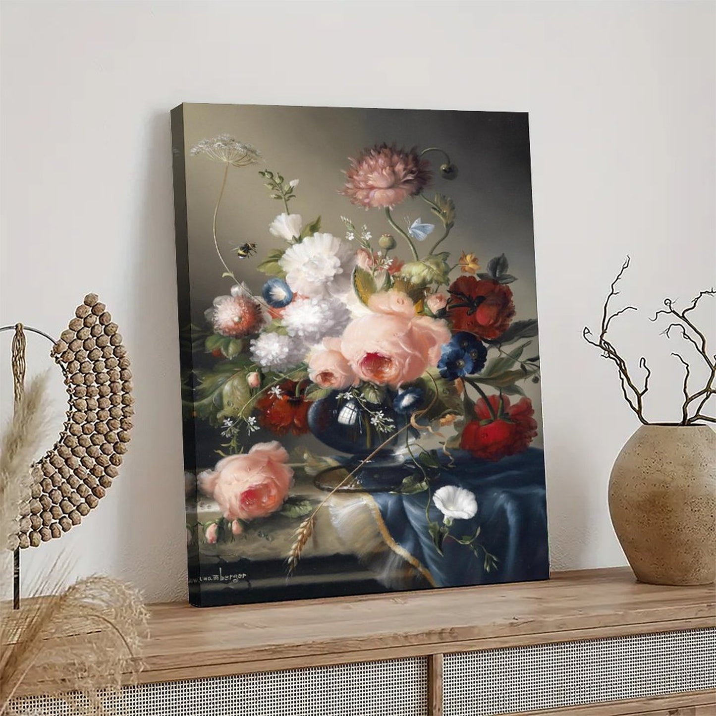 Delicate Floral Canvas Artwork with Hook Set 30