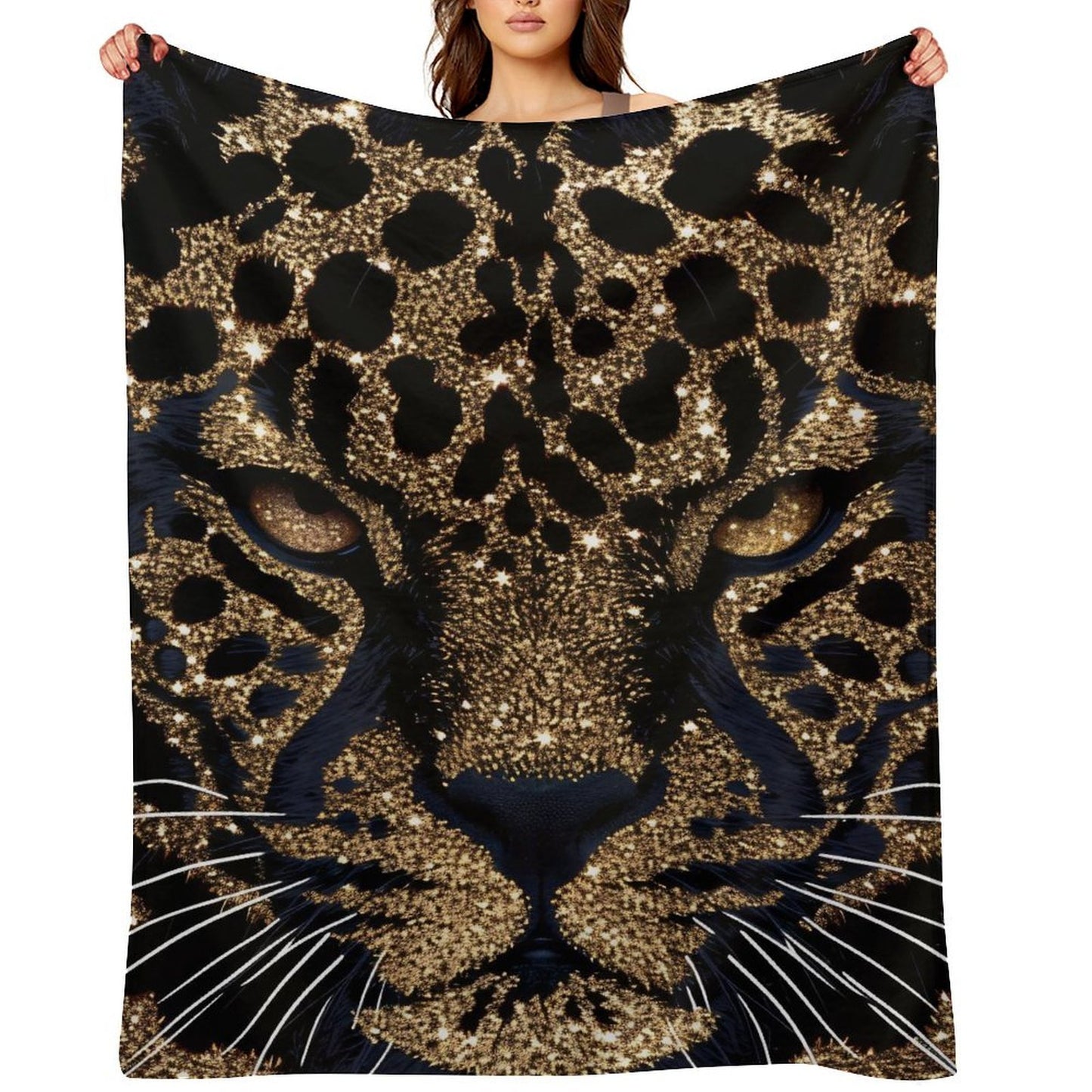 Luxury Leopard Face Flannel Blanket Soft Warm