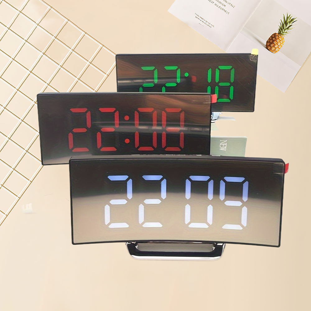 Sleek Black LED Display Digital Clock Silent Alarm Dual Power Options Large Screen Modern Design for Home Office Minimalist Stylish Timepiece
