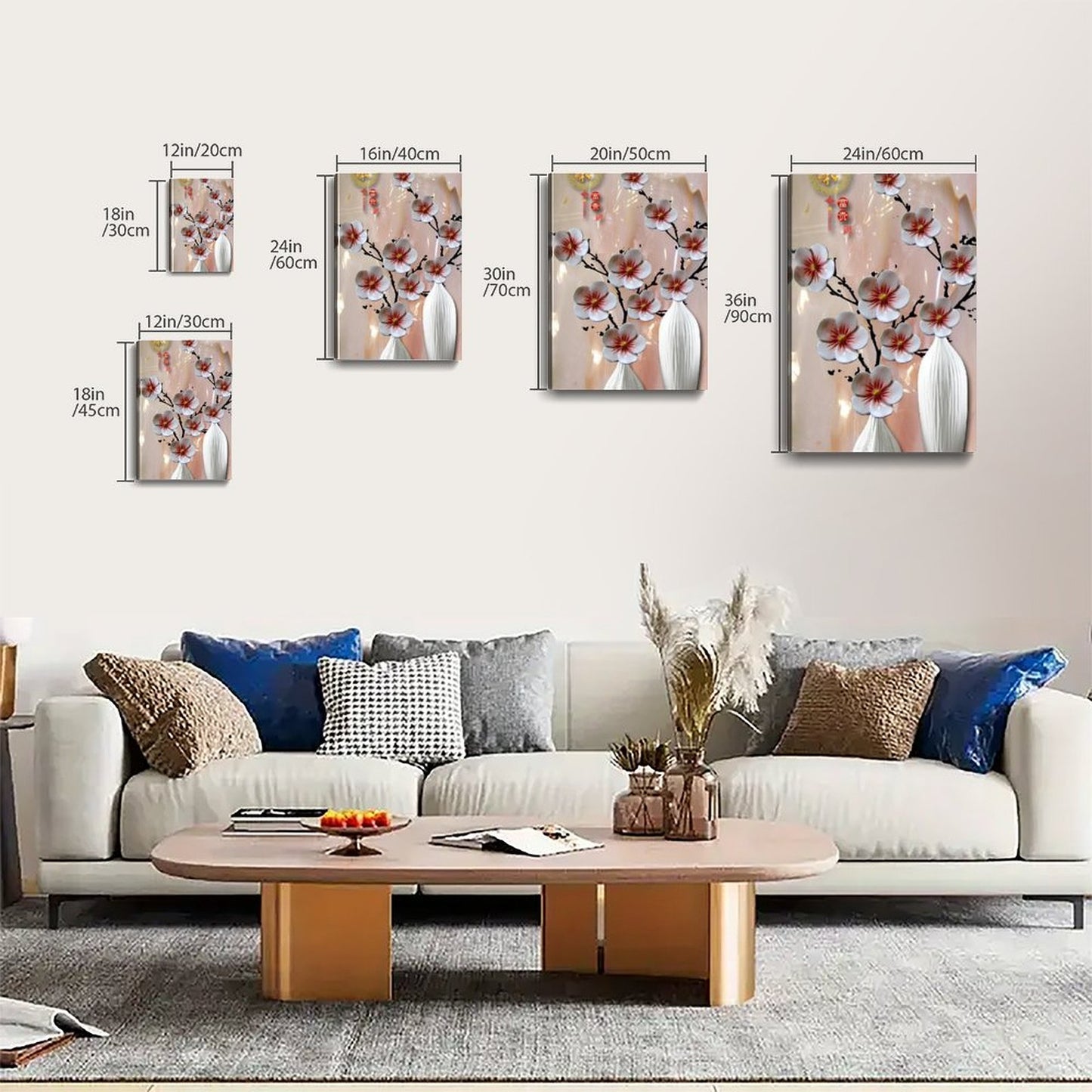 Beautiful plum blossoms are in full bloom on the wall as decoration for the painter's home 16
