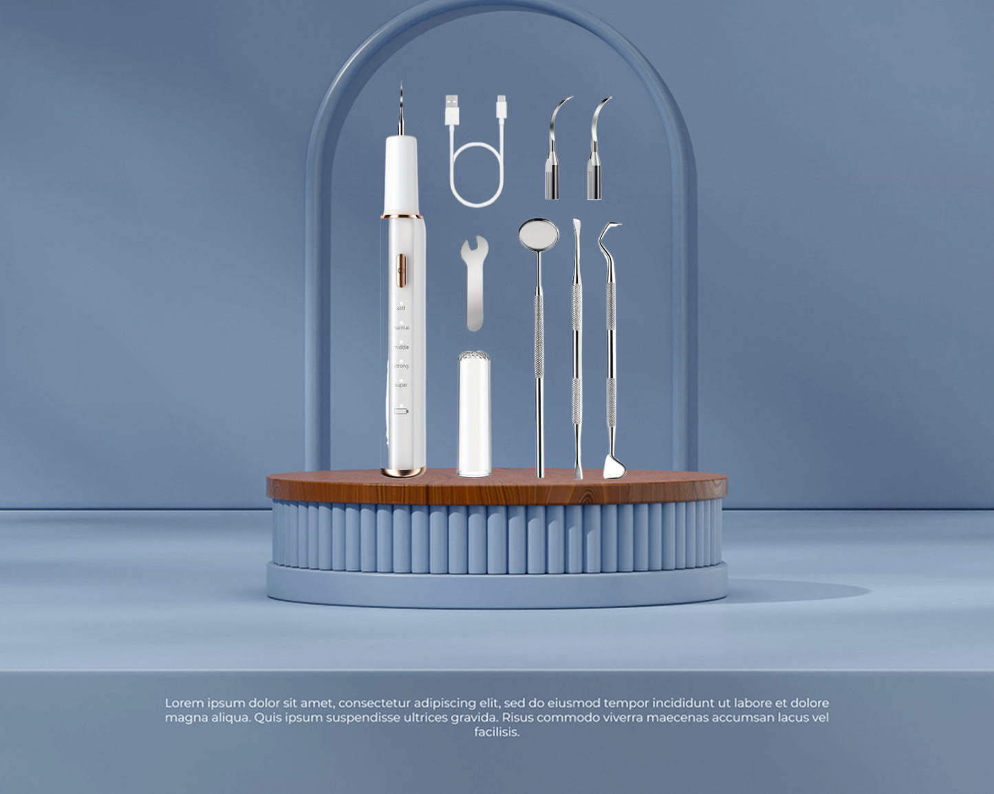 Electric Dental Cleaning Kit LED Light Five Modes Metal Accessories Oral Care IPX6 Waterproof Perfect for Birthday Party Gifts