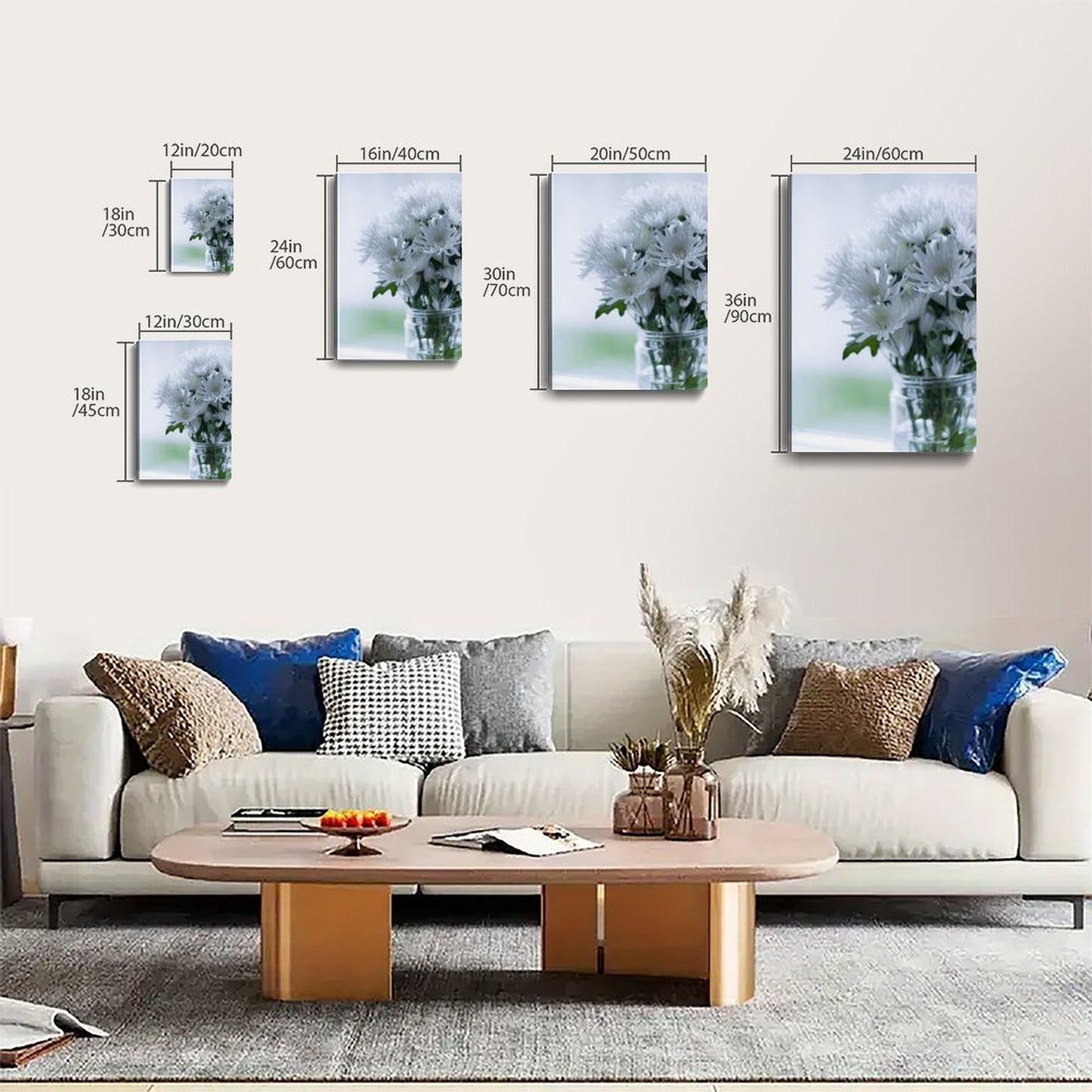 White Chrysanthemum Wall Art Canvas Painting Decor 21