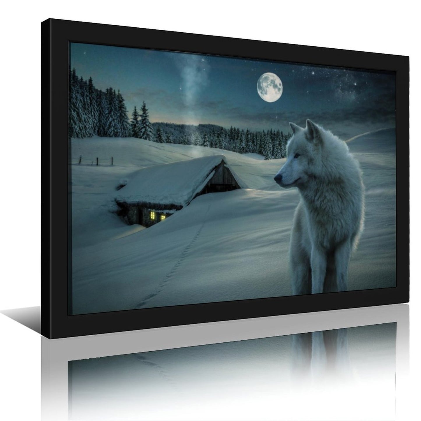 Wolf Couple Wall Art Nature Wildlife Canvas Decoration-54