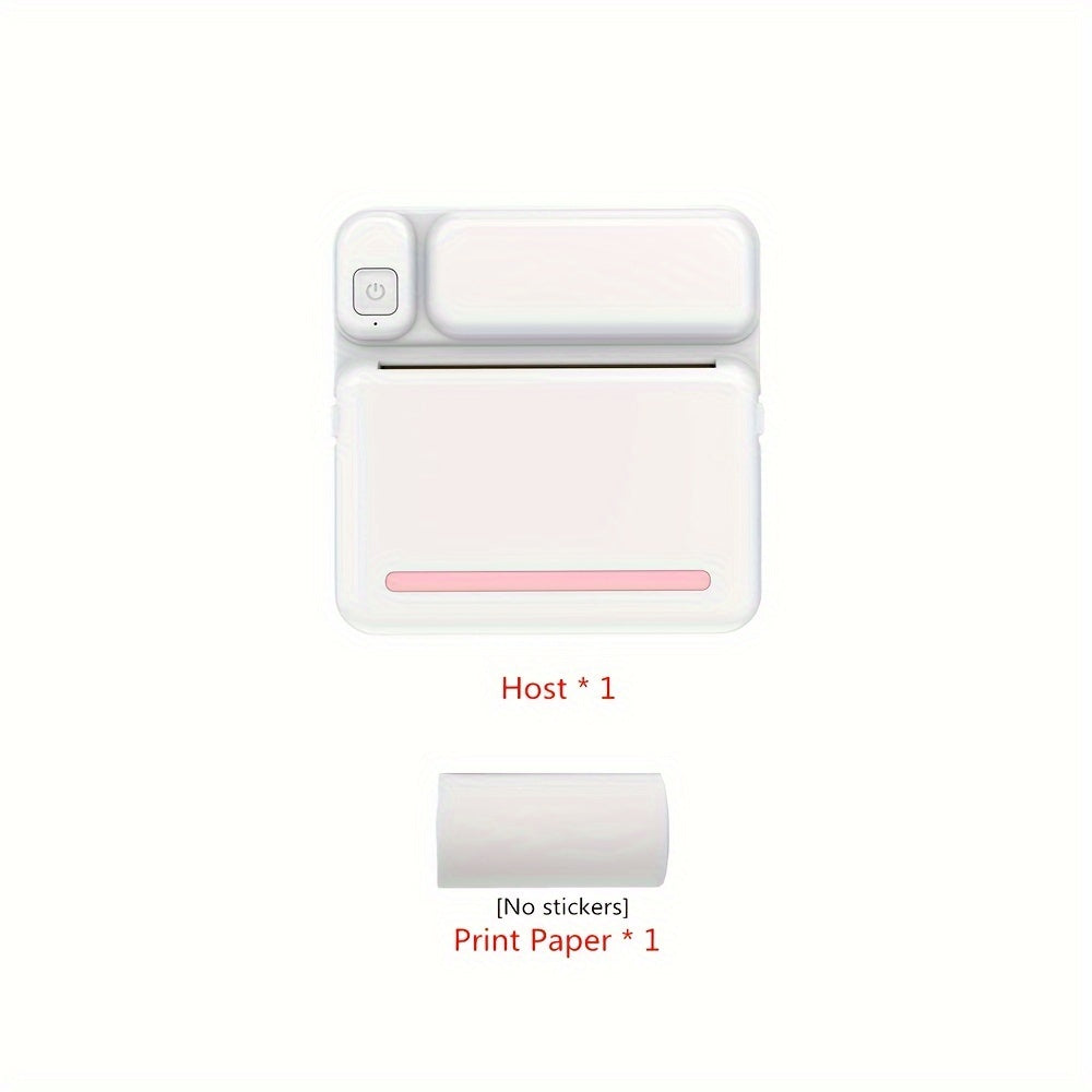 Mini Thermal Printer Inkless Wireless Smartphone Compatible USB Charging Monochrome Output for Photo Journal Notes Memo iOS Android