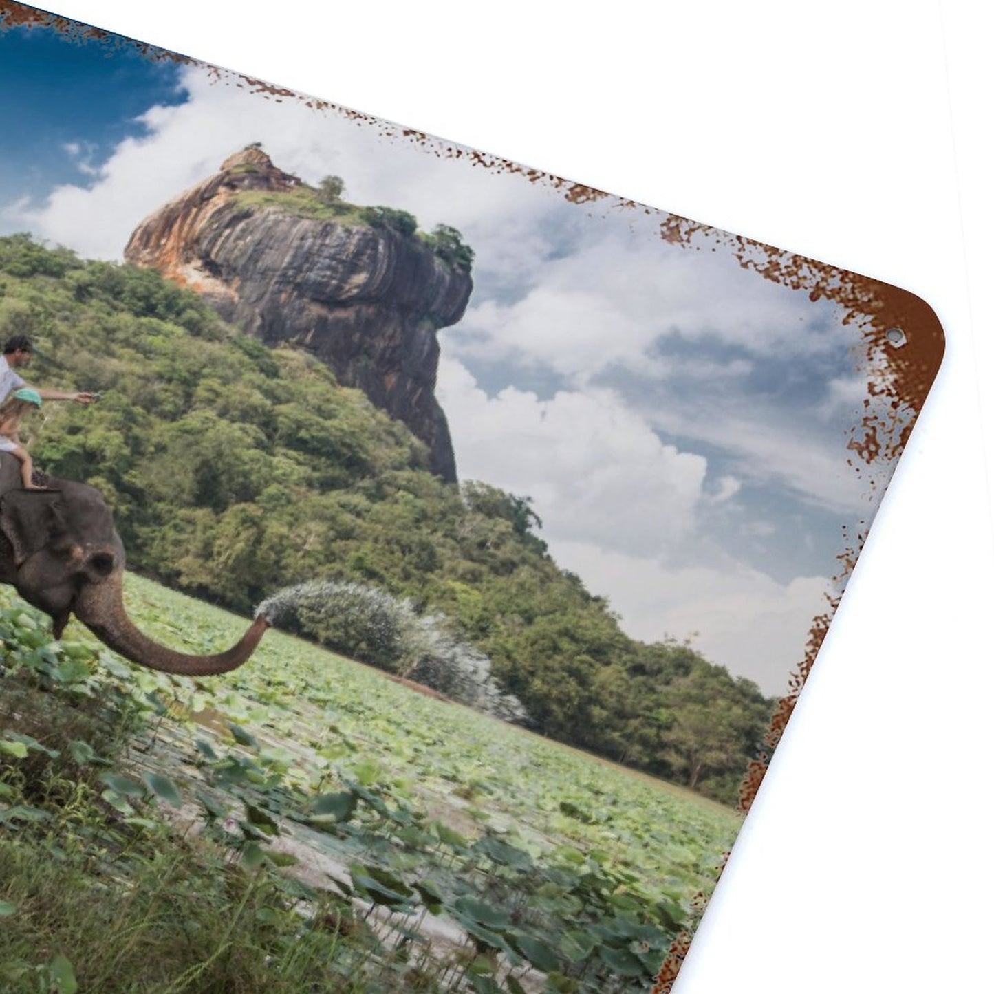 Vintage Elephant Ride Landscape Metal Wall Art Decor