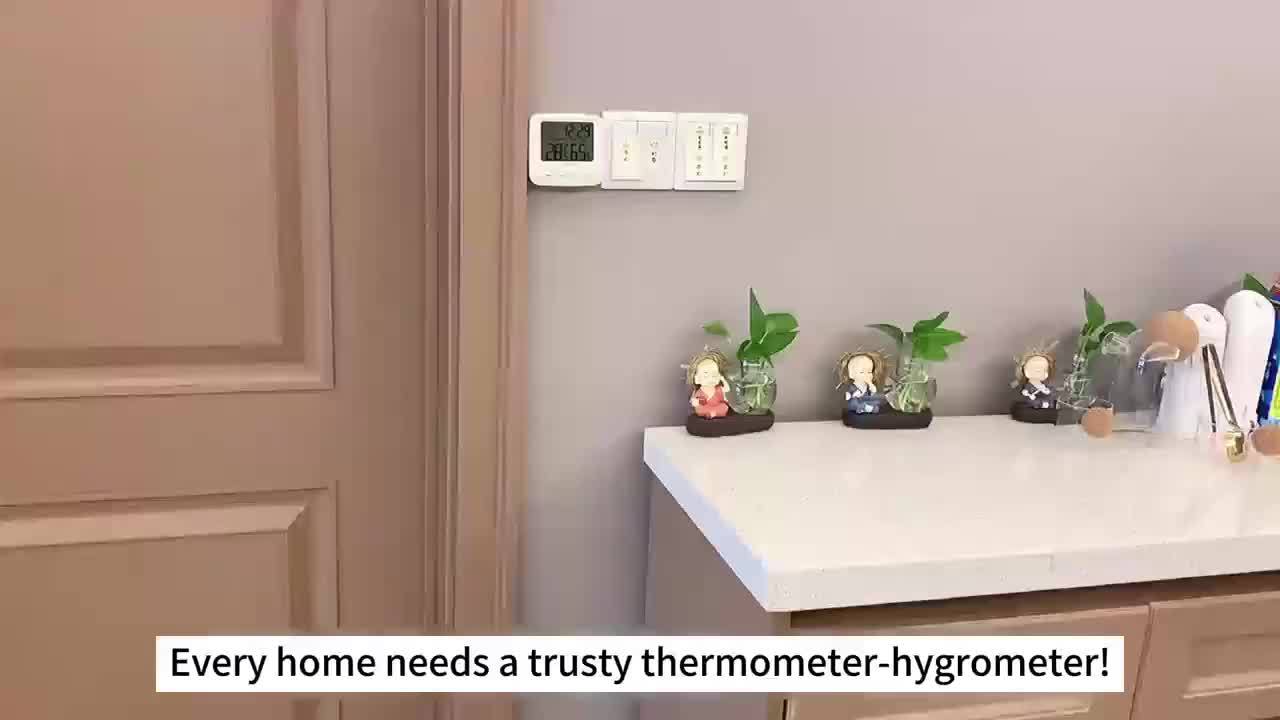 Digital Hygrometer Thermometer Indoor Temperature Humidity Monitor with Backlight Clock Fast Refresh for Home Office Bedroom by Vaikby