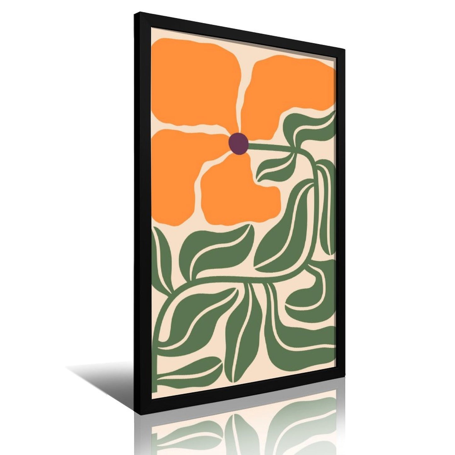 Abstract Orange Flower Art Print – Modern Botanical Decor-1