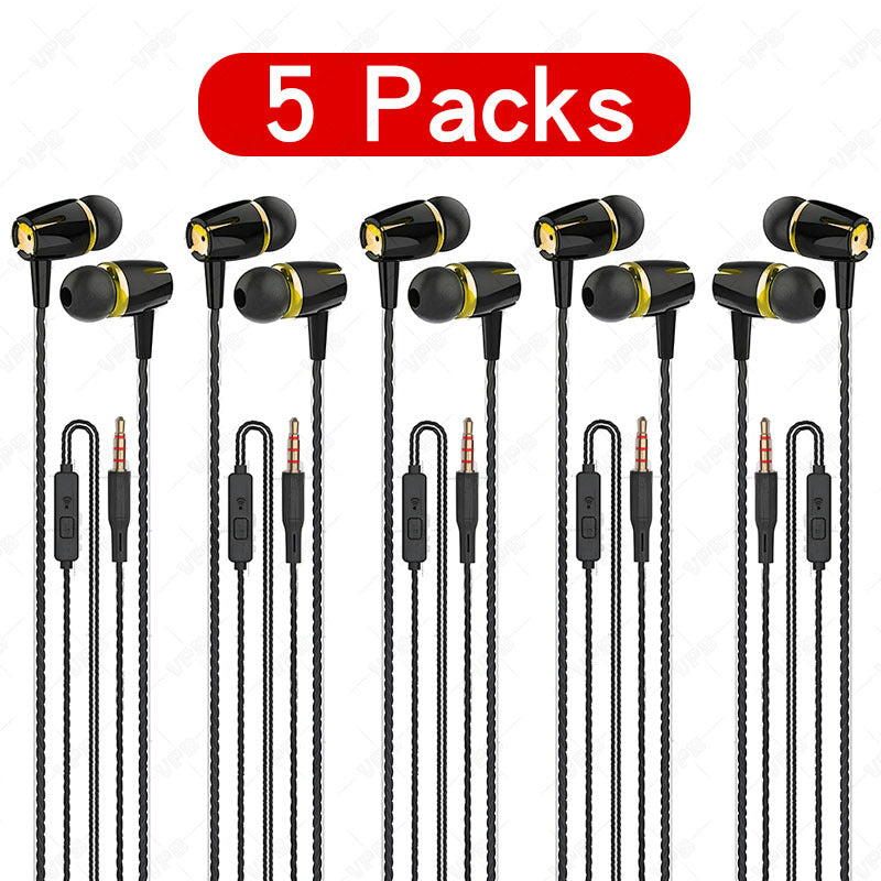 Bass Wired Headphones with Microphone Noise Reduction Stereo Sound In Ear Mixed Color Compatible with 3.5mm Devices
