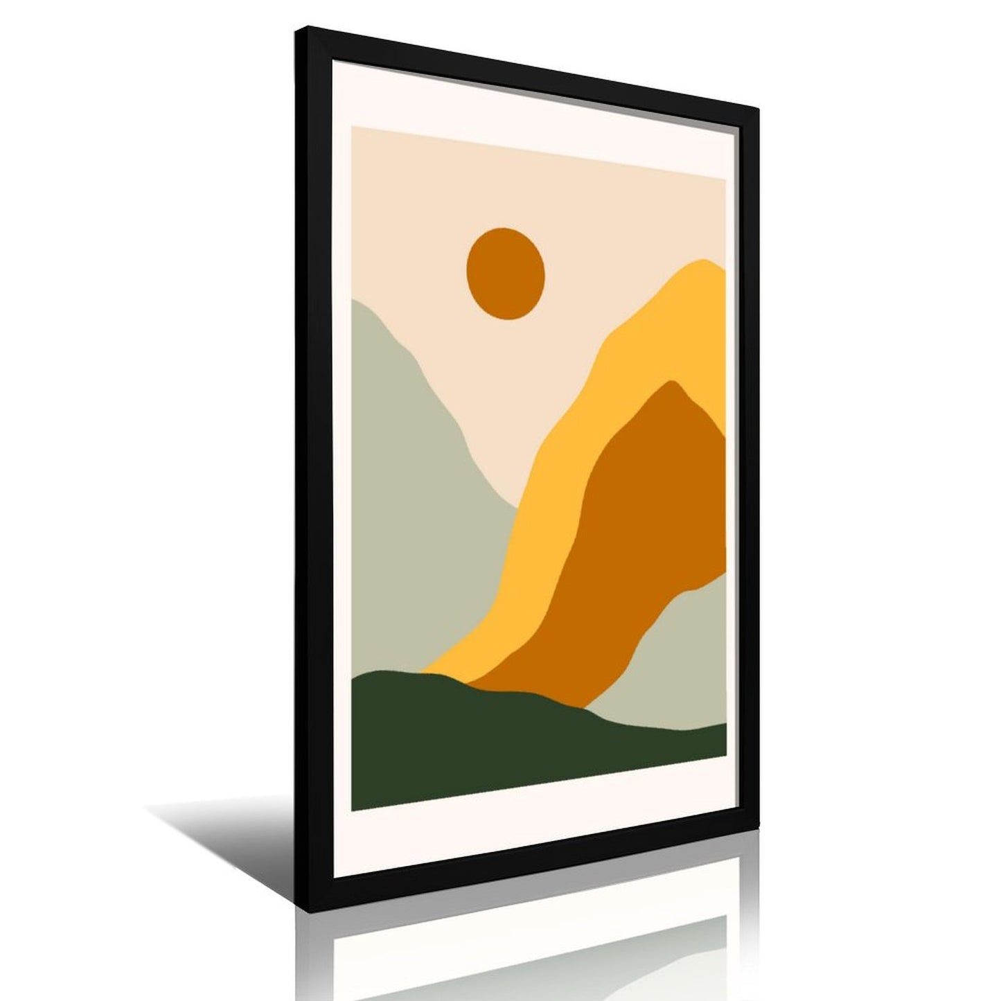 Golden Sunset Abstract Framed Canvas Painting 11