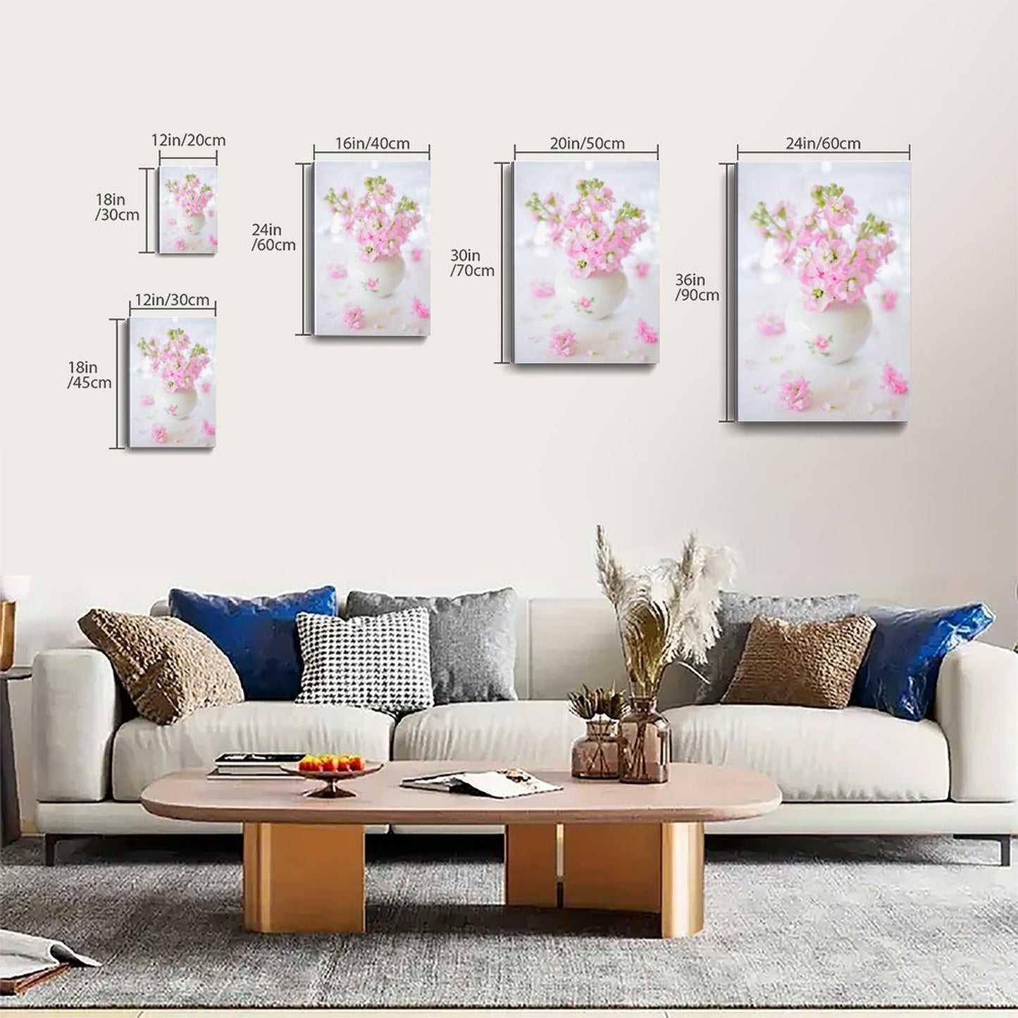 Pink flower paintings relax the interior 19