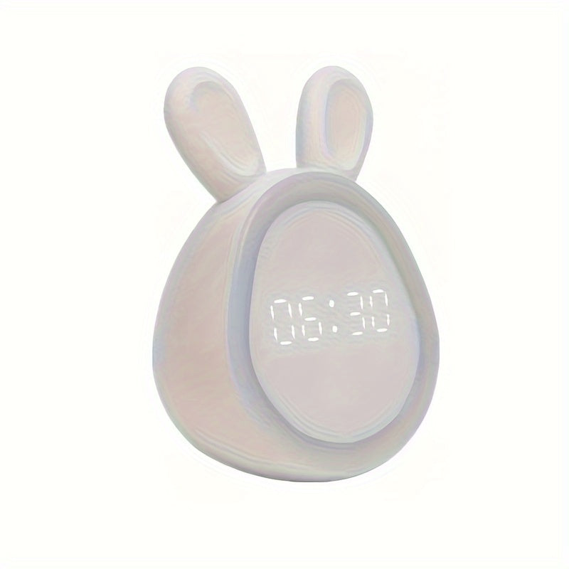 Adorable Rabbit Alarm Clock Small Night Light for Bedroom Living Room Office Decor Smart Student Gift Spring Season