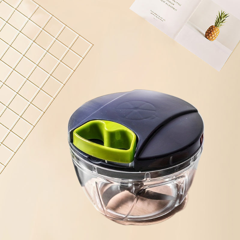 Multifunctional Manual Vegetable Chopper Garlic Mincer Hand Pulled Kitchen Cutter Transparent Container Green Black Lid Perfect for Garlic Onions Food Prep Tool Modern Kitchen Accessory Durable