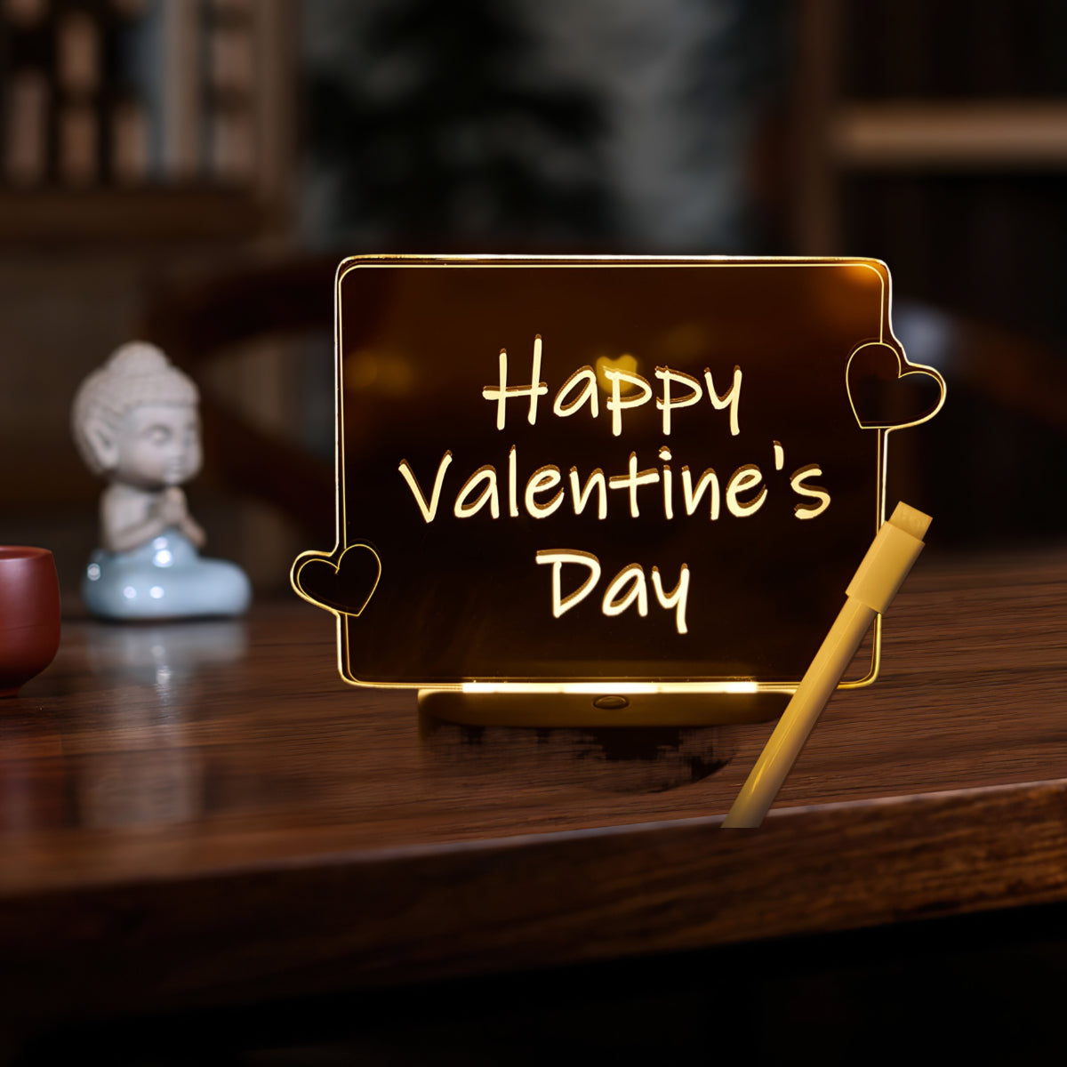 Creative Erasable Heart Night Light With Pen USB Powered Romantic Bedroom Study Decor Gift