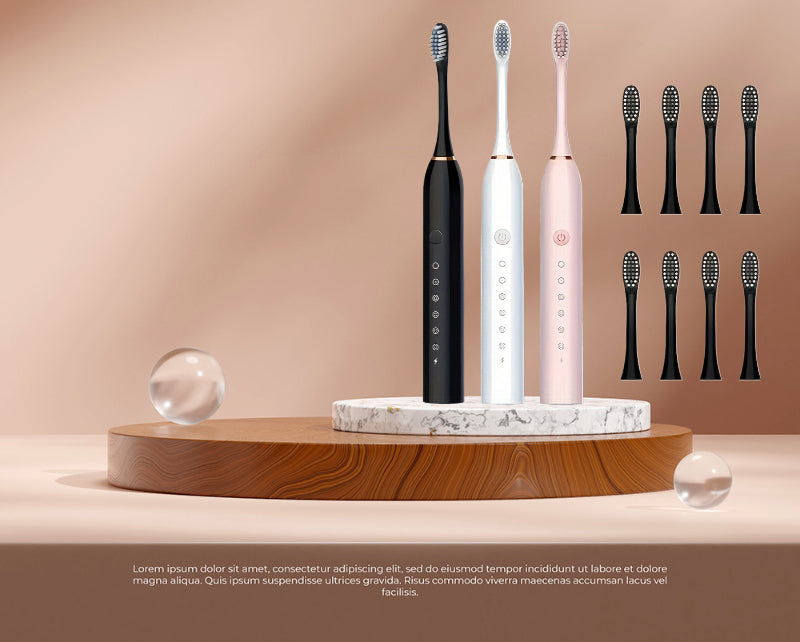 Rechargeable USB Electric Toothbrush with 6 Cleaning Modes 4pcs Soft Bristle Brush Heads for Adults Family Travel Men Women Oral Care Gift