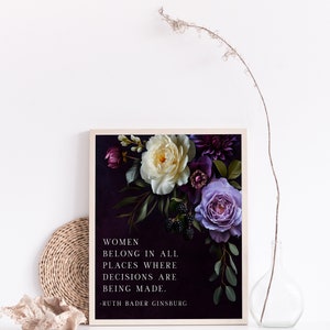 Ruth Bader Ginsburg Quote - Women Belong in All Places - RBG Gift - Law Graduate Gift - Feminism - Gold Foil Print - 8.5x11 inches
