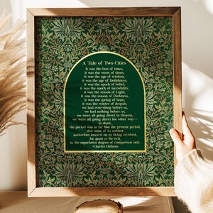 Charles Dickens 'A Tale of Two Cities' Gold Foil Print: William Morris Flower Garden