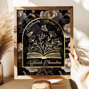 Gold Foil Fictional Characters Print: Gothic Floral Wall Art