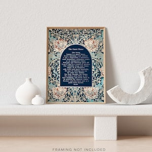 Rumi The Guest House - Gold Foil Print - Mindfulness Gift - William Morris Art