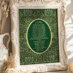 Charles Dickens 'A Tale of Two Cities' Gold Foil Print - William Morris Flower Garden