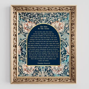 The Man in the Arena Gold Foil Print: Theodore Roosevelt Speech, William Morris Art