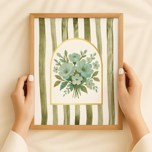 Southern Floral Arch Print: Gold Foil Grandmillennial Wall Art