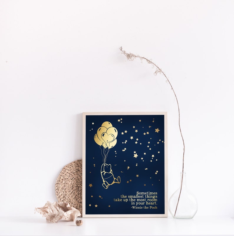 Winnie the Pooh Quote - Sometimes the Smallest Things - New Baby Gift - Foil Print - 8.5x11 inches