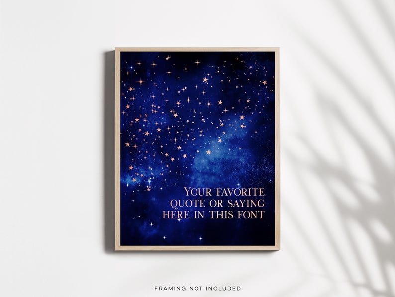Custom Quote Gold Foil Print: Starry Night Wall Art (8.5x11 inches)