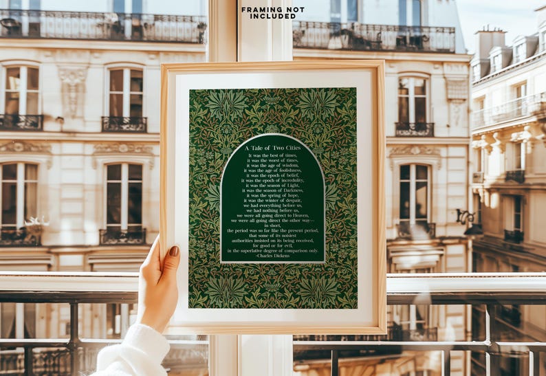 Charles Dickens 'A Tale of Two Cities' Gold Foil Print: William Morris Flower Garden