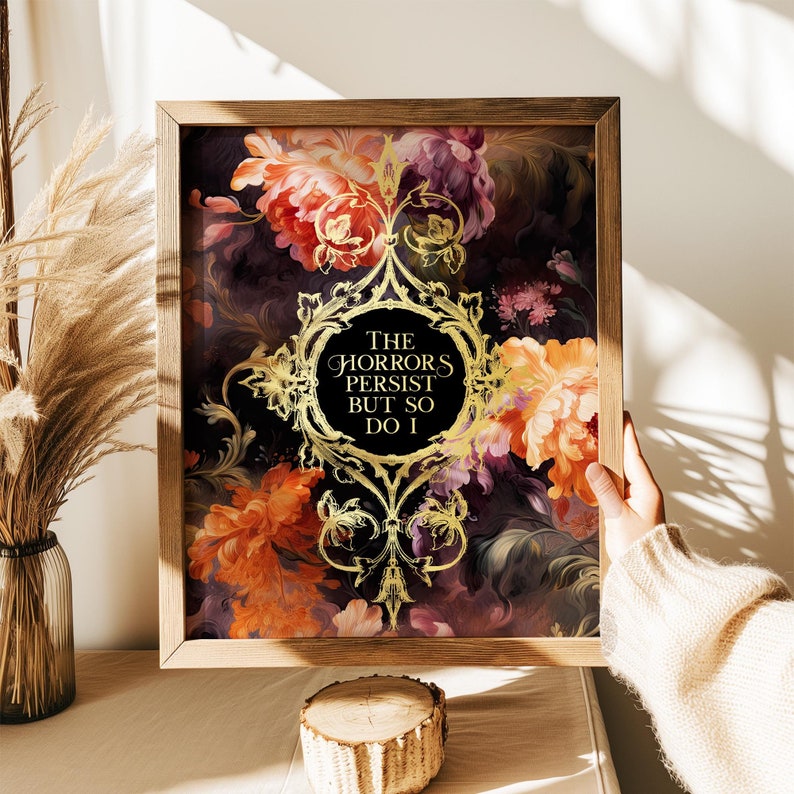 Gold Foil Floral Print: Gothic Rococo Art - "The Horrors Persist"