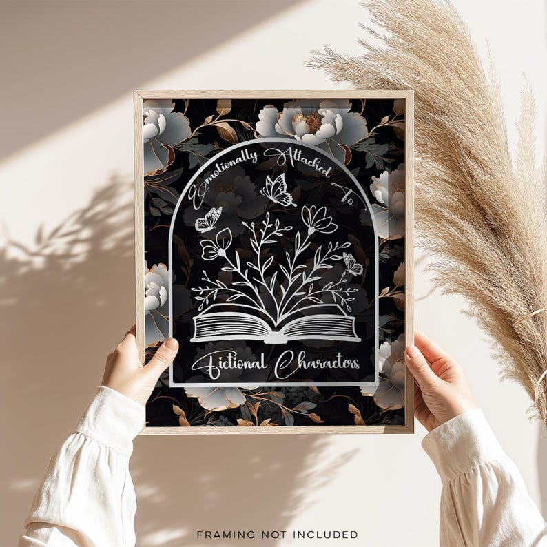 Gold Foil Fictional Characters Print: Gothic Floral Wall Art
