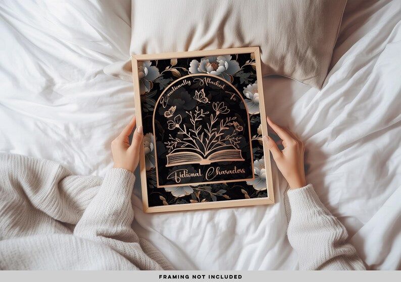 Gold Foil Fictional Characters Print: Gothic Floral Wall Art