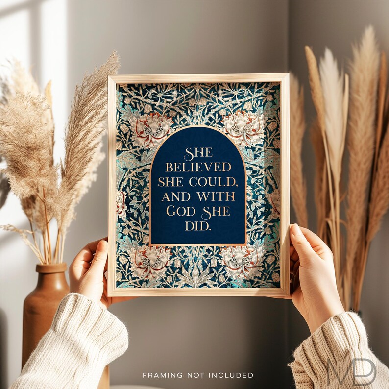 Gold Foil Christian Wall Art Print: William Morris Pattern