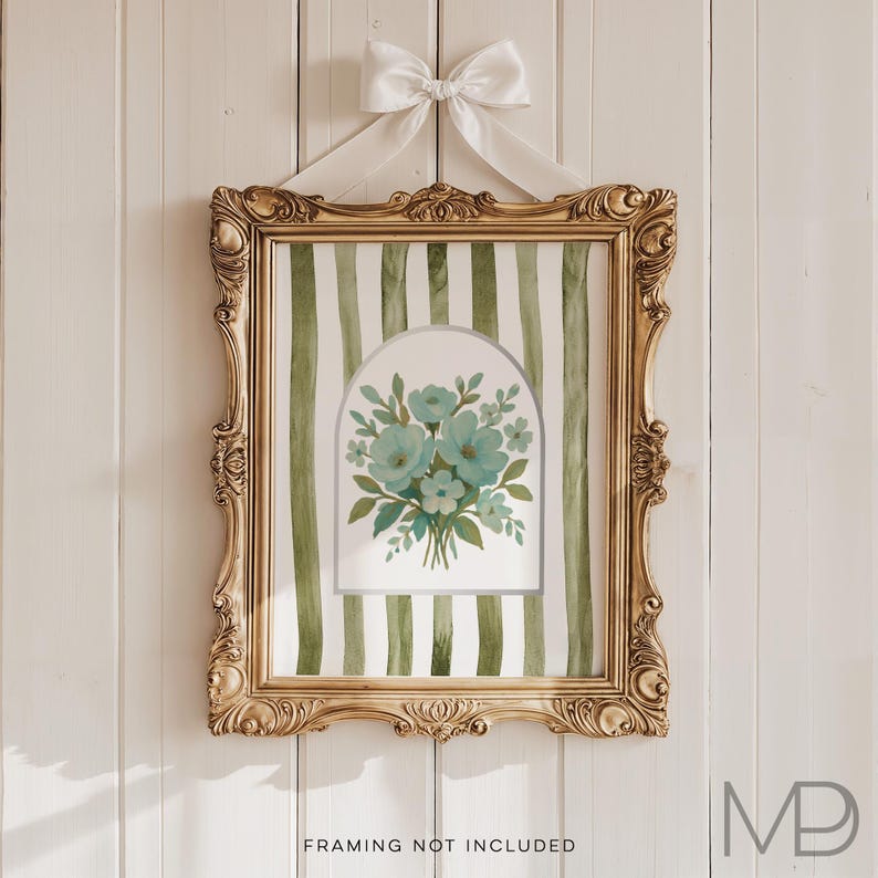 Southern Floral Arch Print: Gold Foil Grandmillennial Wall Art