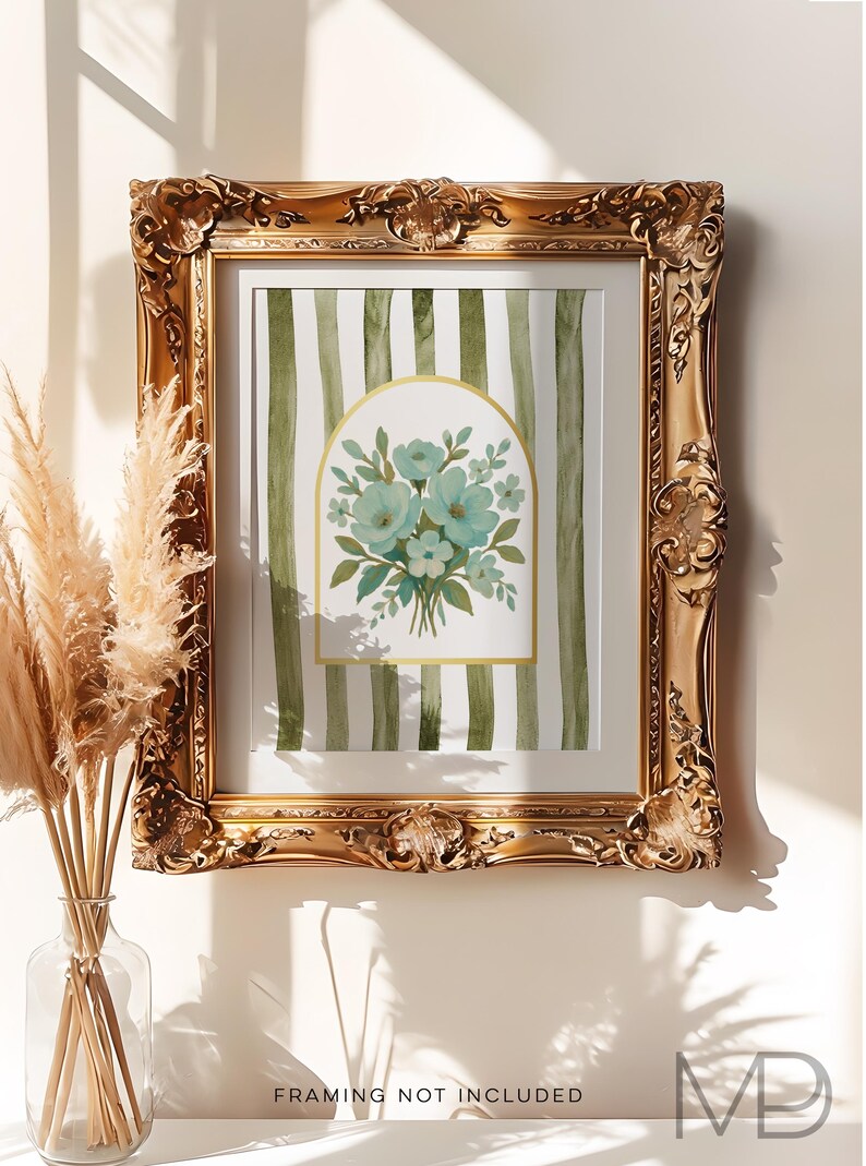 Southern Floral Arch Print: Gold Foil Grandmillennial Wall Art