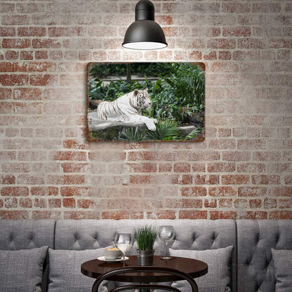 Vintage White Tiger Metal Wall Art Decor