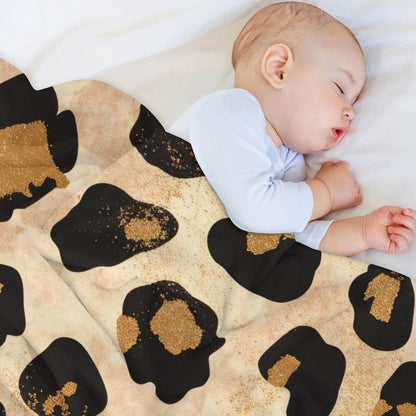 Anti-Pilling Flannel Blanket Beige Leopard Print