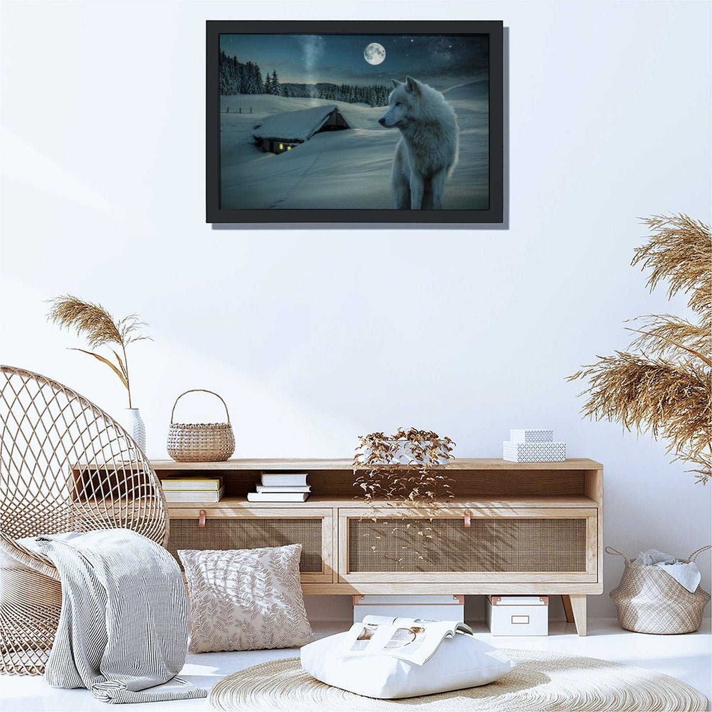 Wolf Couple Wall Art Nature Wildlife Canvas Decoration-54