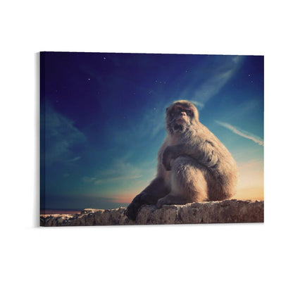 Baby Monkey Portrait Framed Canvas Wall Decoration-09