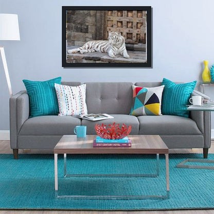 White Tiger Canvas Wall Art – Elegant Modern Animal Print Decor-14