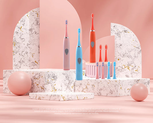 Sonic Electric Toothbrush Portable with 3 Heads 5 Color Options One-Touch Start Ultra-Soft Bristles Deep Cleaning Travel Toothbrush Battery-Powered 36V