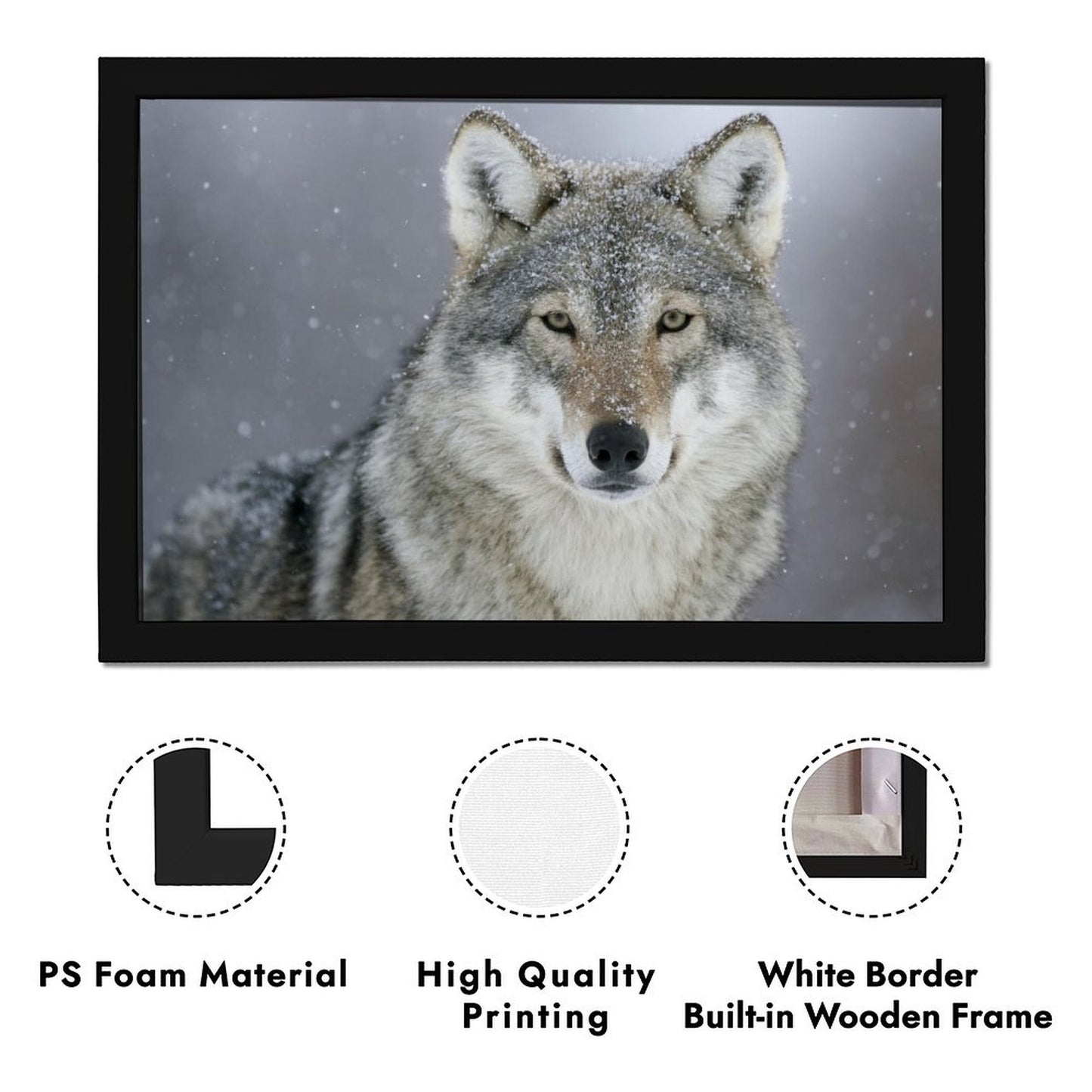 Wild Wolves Wall Art Black Frame Nature Home Decor-22
