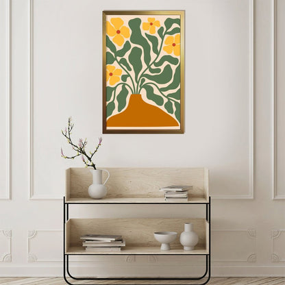 Abstract yellow flower canvas art mural 5